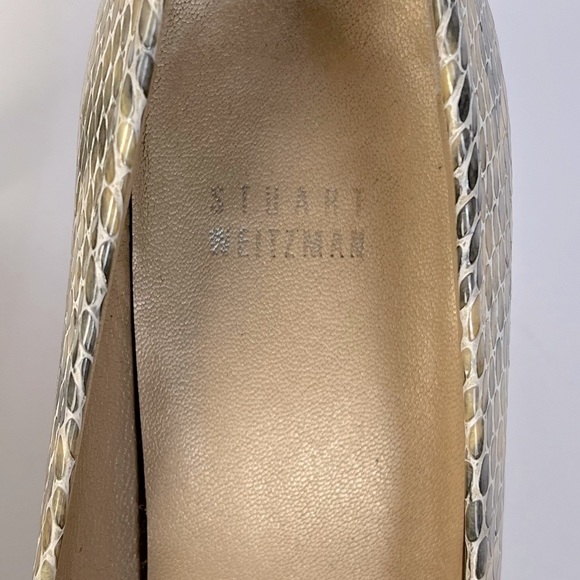 Stuart Weitzman Snake Skin Peep Toe Platform Heel - Picture 6 of 10